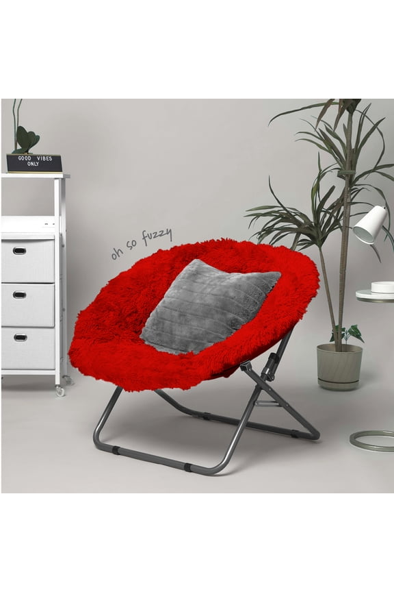 Urban Shop Mongolian Oversized Saucer Chair, Red