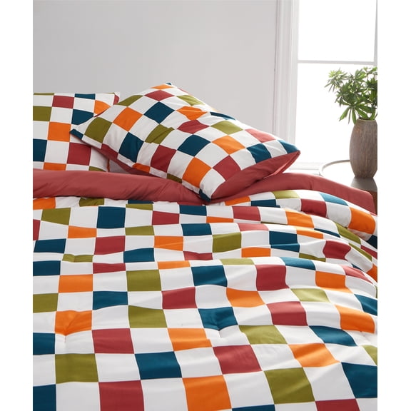 Urban Shop Ombre Checkerboard 3 Piece Comforter Full