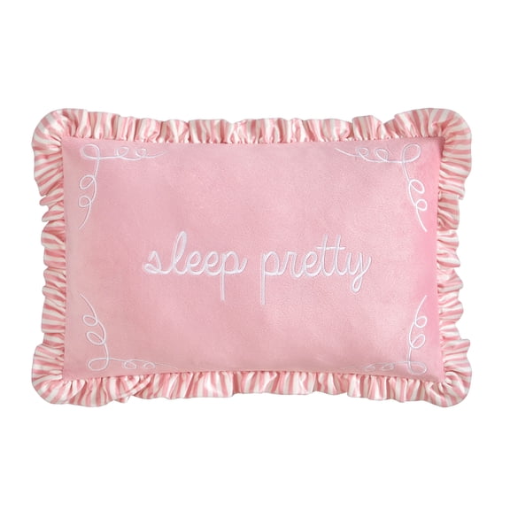Urban Shop 12"x18" Pink Petals & Pearls Ruffle Decorative Pillow