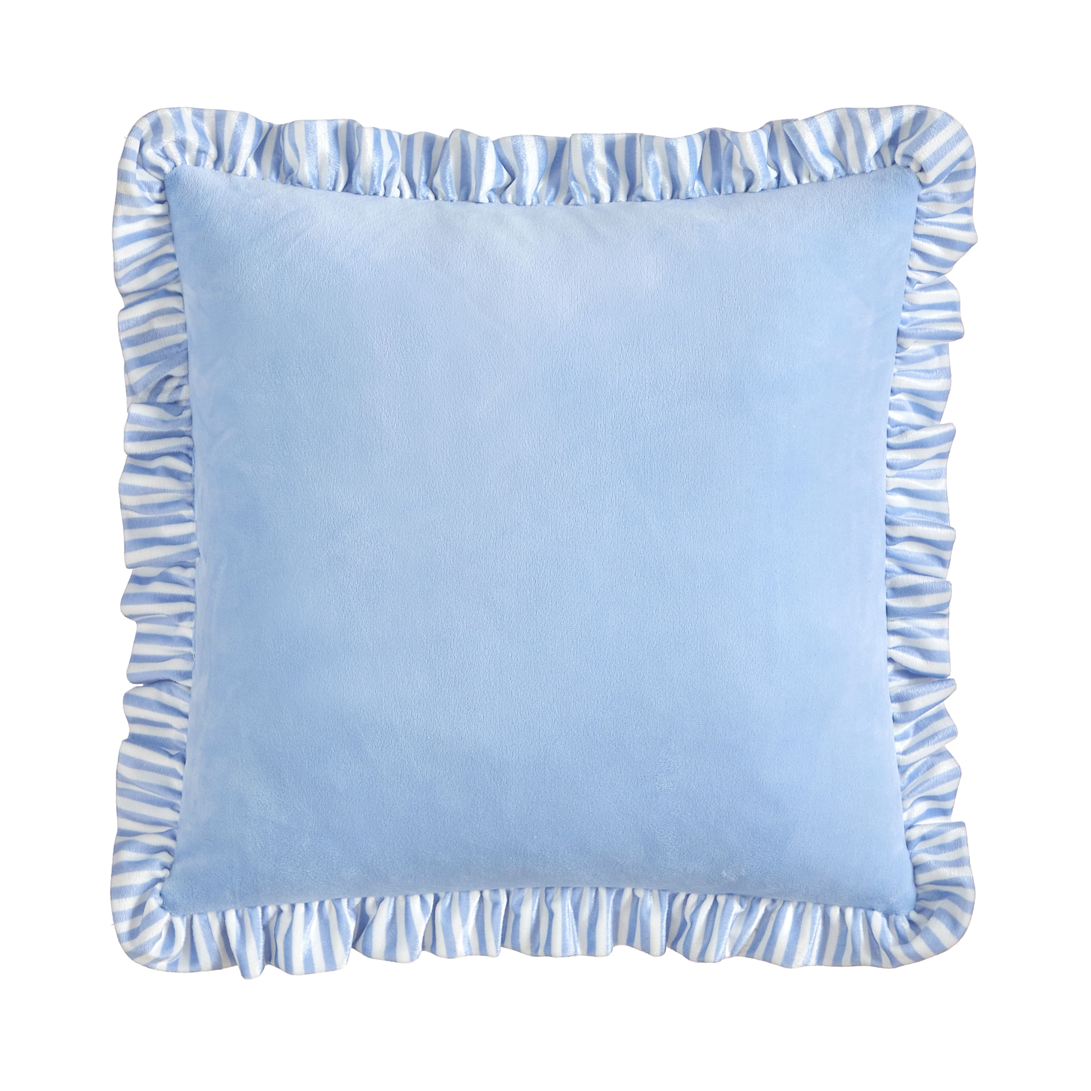 Urban Shop Petals & Pearls 16"x16" Square Printed Ruffle Decorative Throw Pillow, Blue