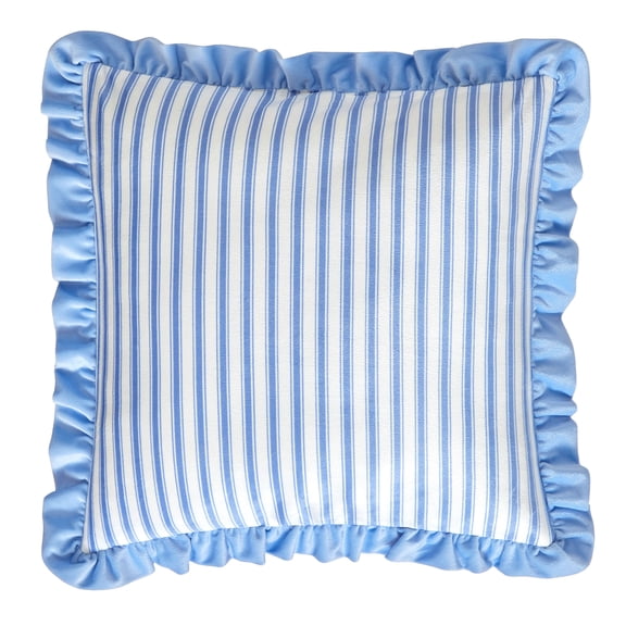Urban Shop Petals & Pearls 16"x16" Square Stripped Ruffle Decorative Throw Pillow, Blue