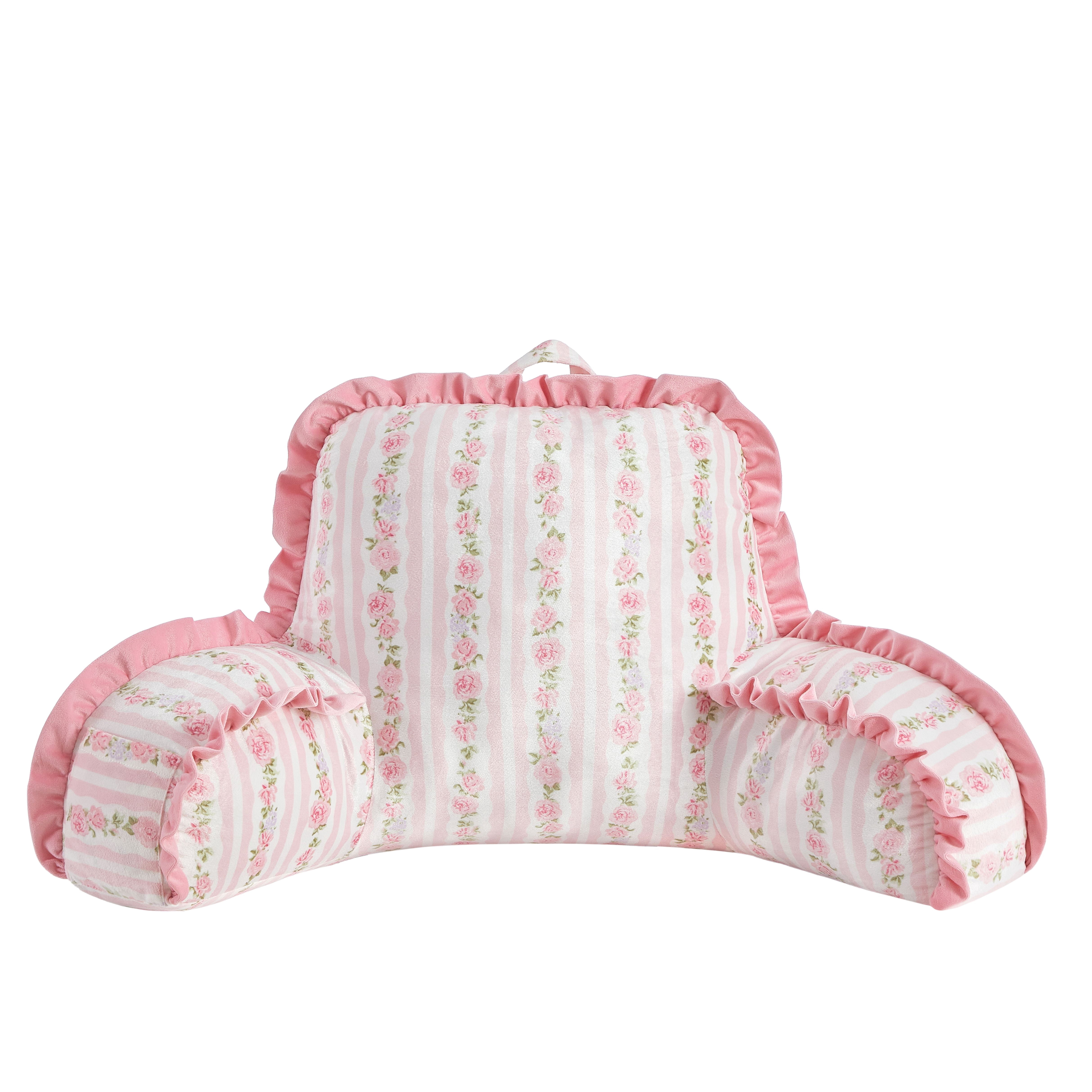 Urban Shop Petals & Pearls 35"x 22" Pink Floral Stripe Backrest Pillow