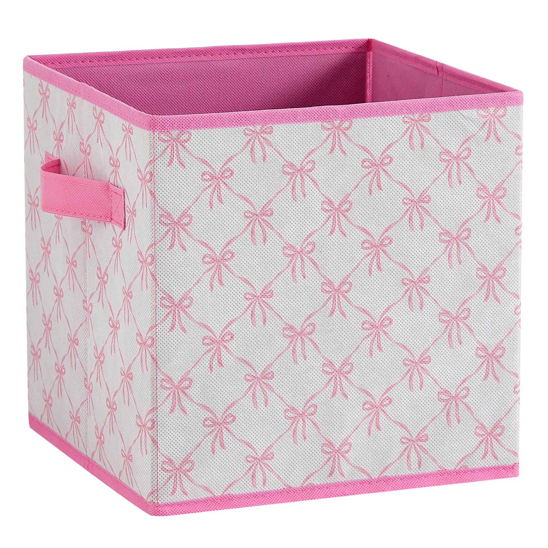 Urban Shop Petals and Pearls Collapsible Storage Cube, Ribbon Pink
