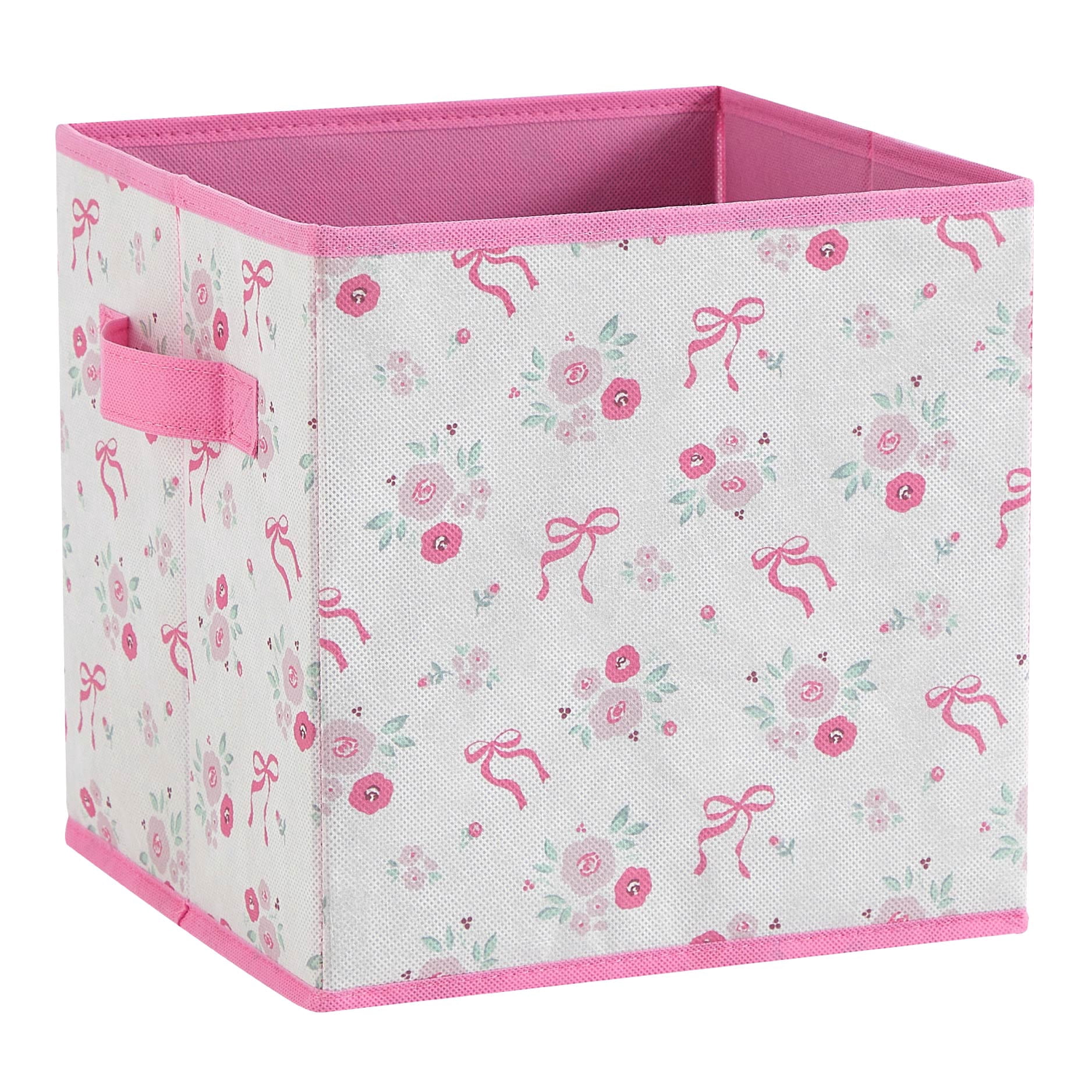 Urban Shop Petals and Pearls Collapsible Storage Cube, Toile Roses