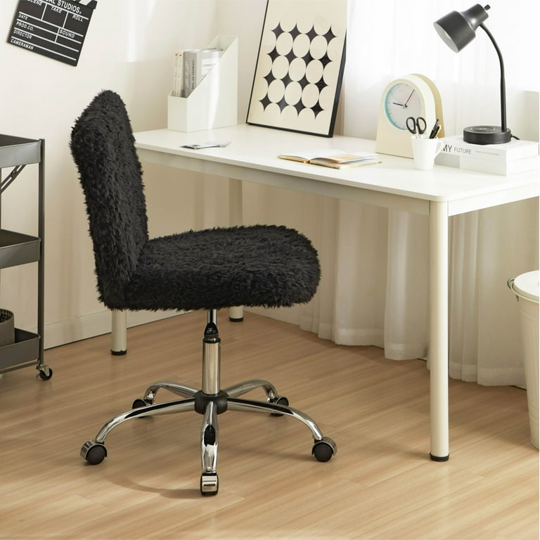 Urban Shop Polyester Faux Fur Armless Swivel Task Office Chair