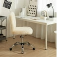 thumbnail image 1 of Urban Shop Polyester Faux Fur Armless Swivel Task Office Chair, White, Adjustable Height, Mid Back, 1 of 8
