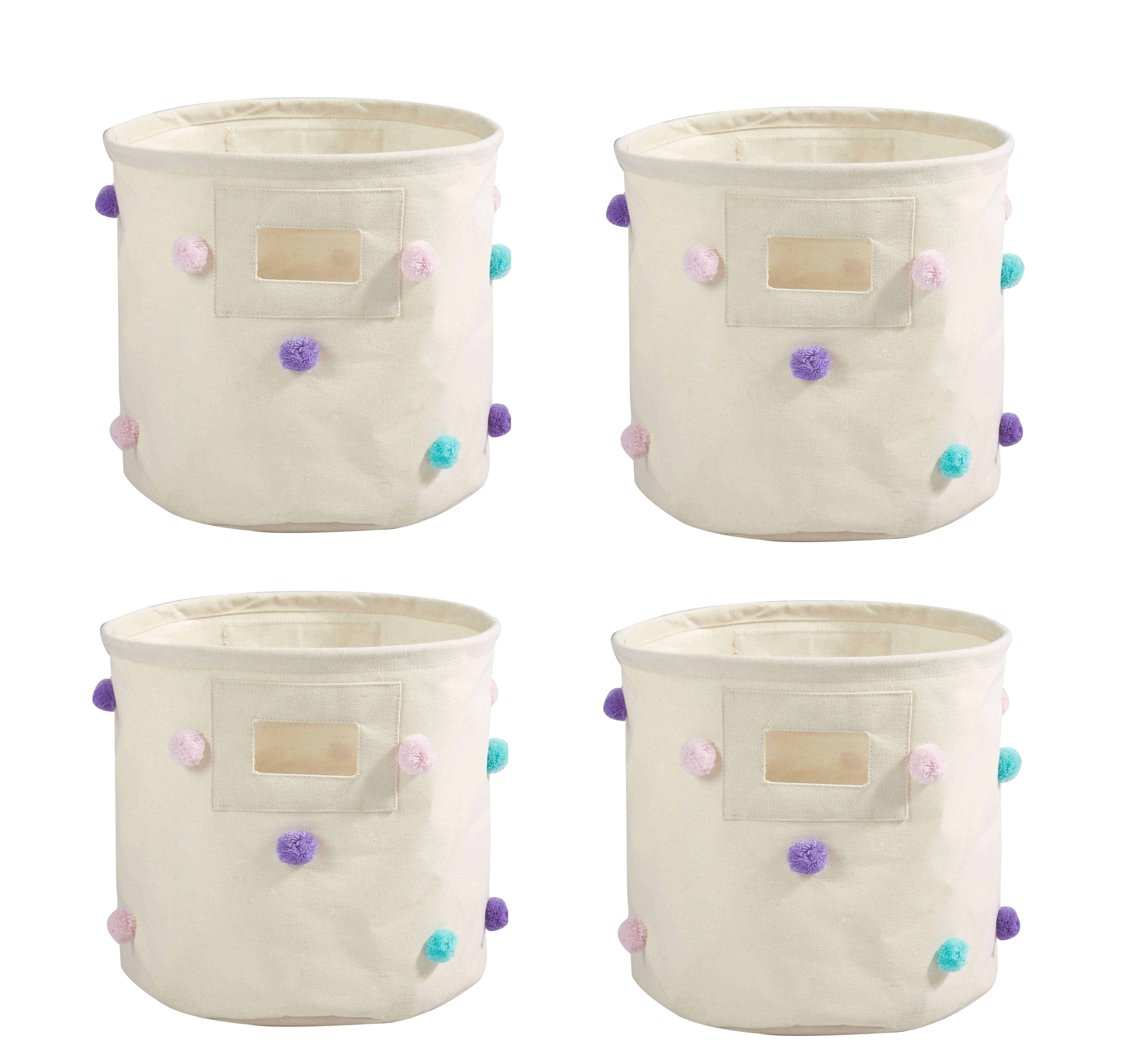 Urban Shop Pom Pom Storage Bin (Set of 4), White