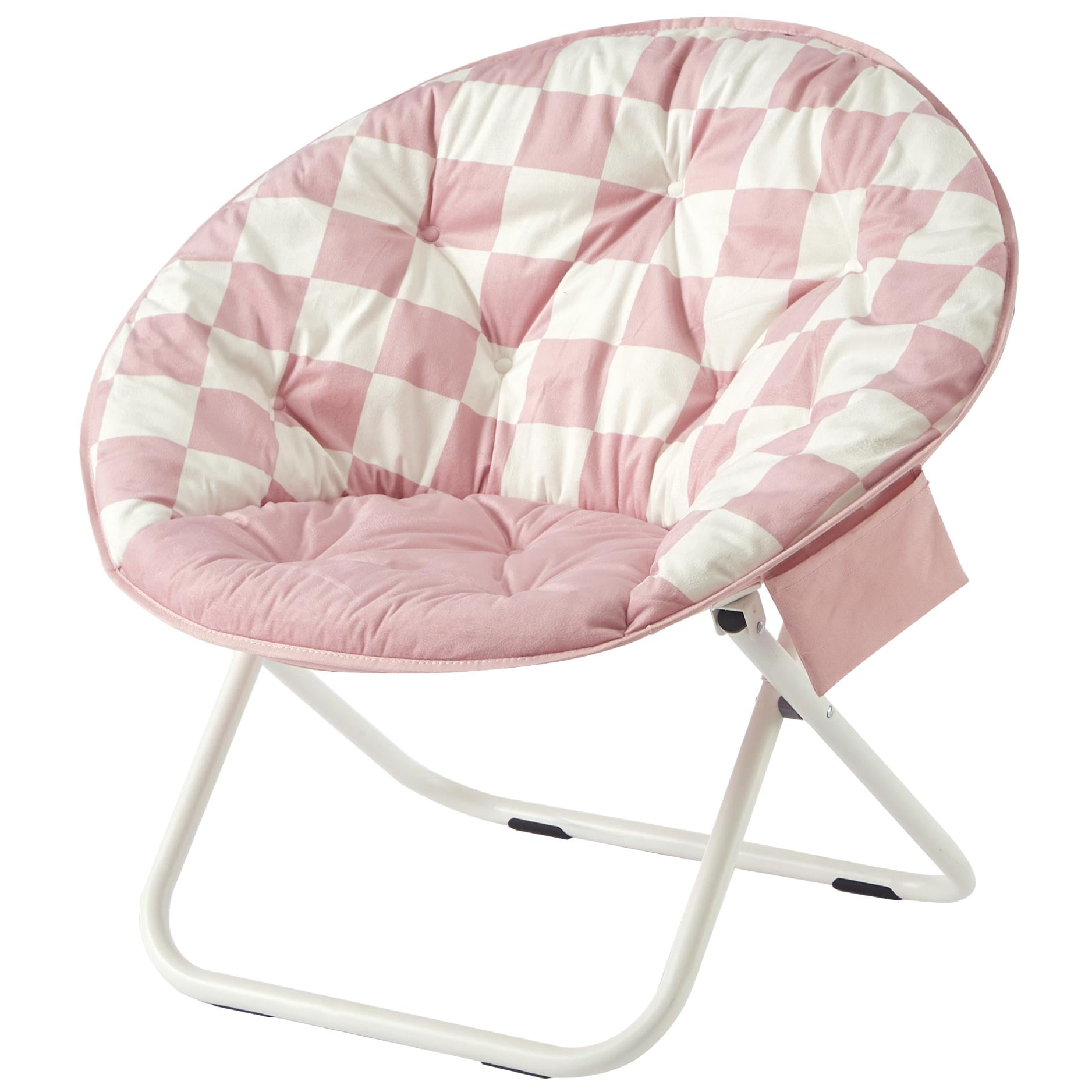 Printed Urban Shop Round Saucer Chair, Pink Check