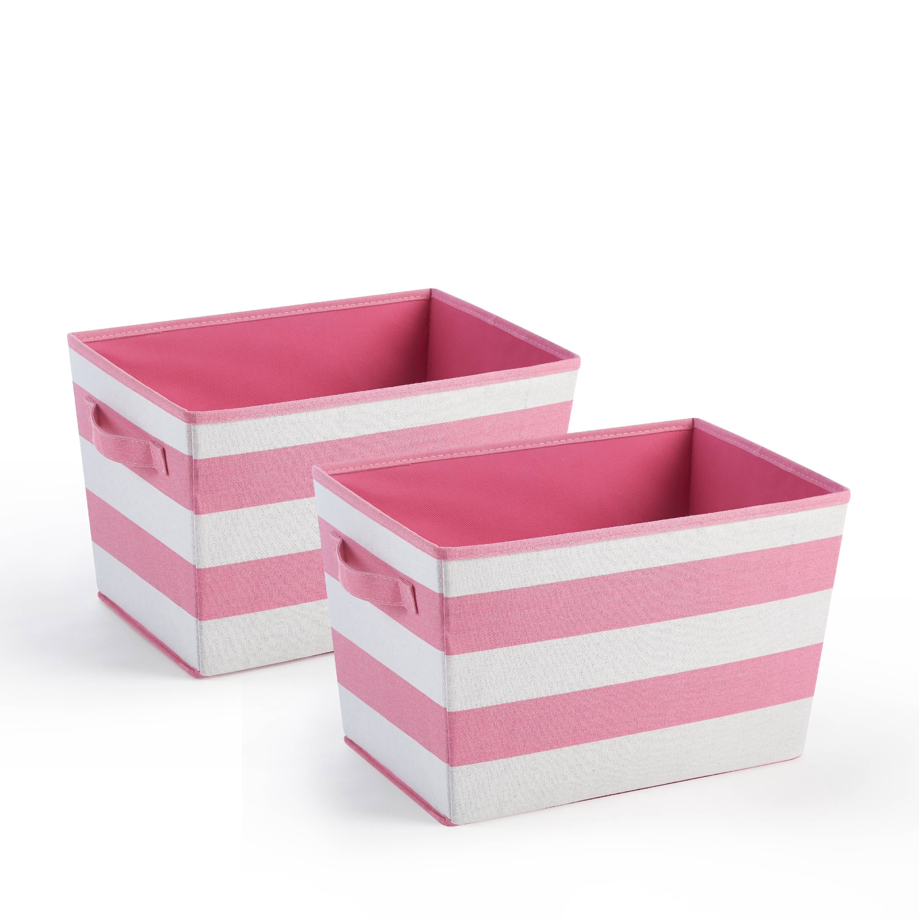 Urban Shop Rectangular Rugby Striped Storage bins (Set of 2), Pink