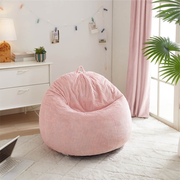 Urban Shop, Ribbed Compressed Foam Kids and Teen Chair, Daylily Pink