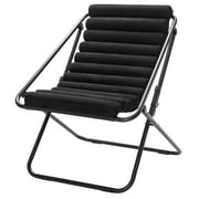 Urban Shop Ribbed Folding Sling Lounge Chair, Black, 28" L x 22" W x 30" H