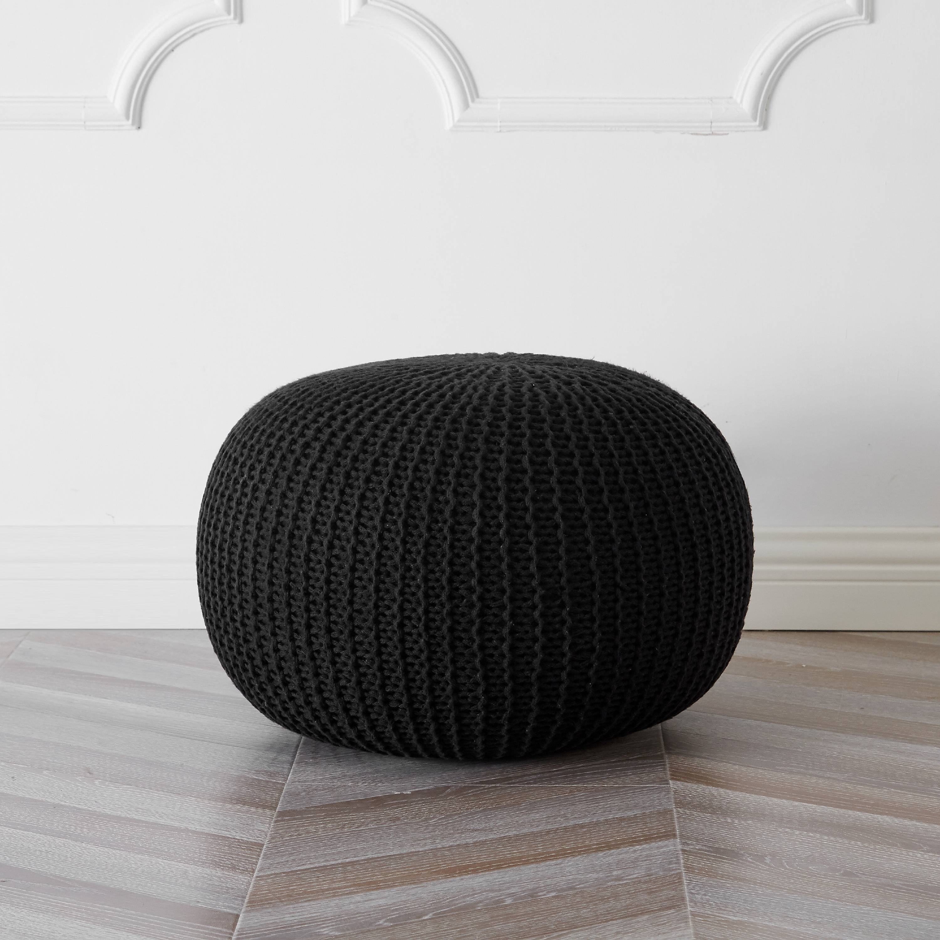 Black knitted pouffe deals