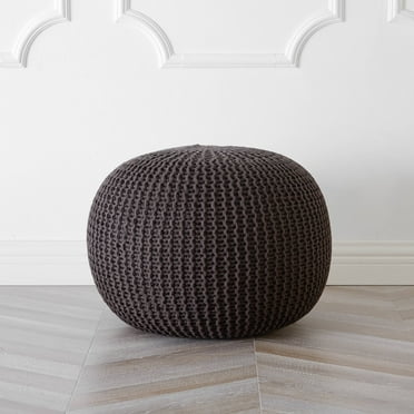 Urban Shop Round Knit Pouf, Brown