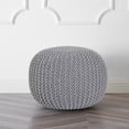 thumbnail image 1 of Urban Shop Round Solid Print Polyester Pouf, Gray, 1 of 5