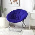 thumbnail image 1 of Urban Shop Super Soft Faux Fur Saucer Chair with Folding Metal Frame, Navy, 29"X32"X22", 1 of 8