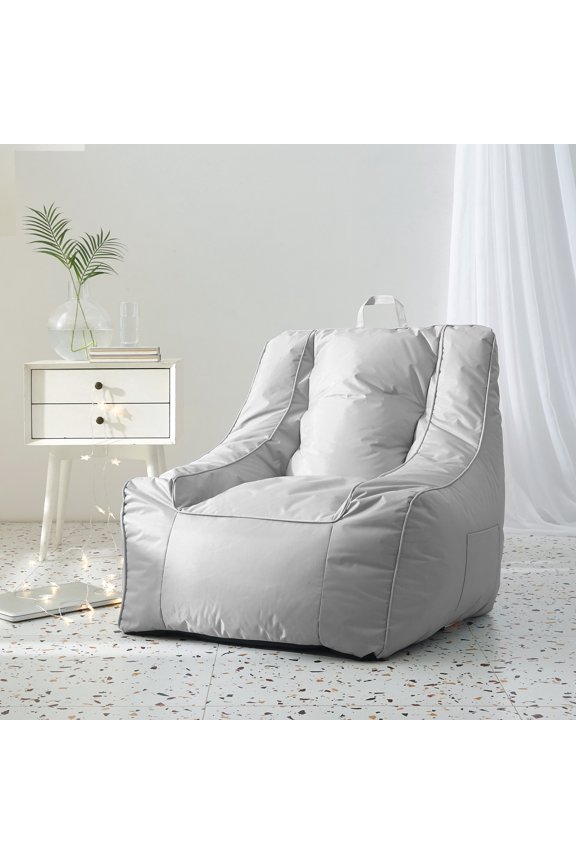 Supportive Polyester Canvas Bean Bag with Pocket, Silver