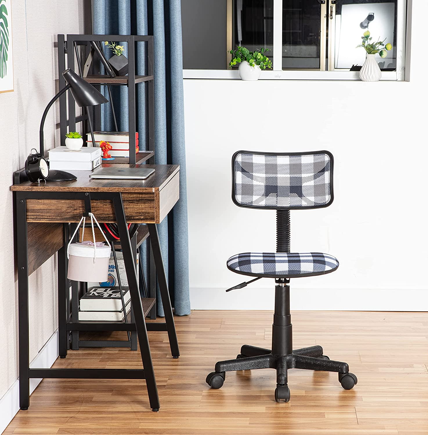 Urban Shop Swivel Mesh Chair, Buffalo Check