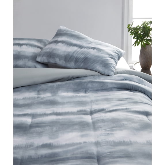 Urban Shop Tie Dye Grey 3 Piece Comforter Set, Twin