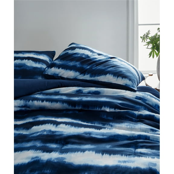 Urban Shop Tie Dye Navy 3 Piece Comforter Set, Full