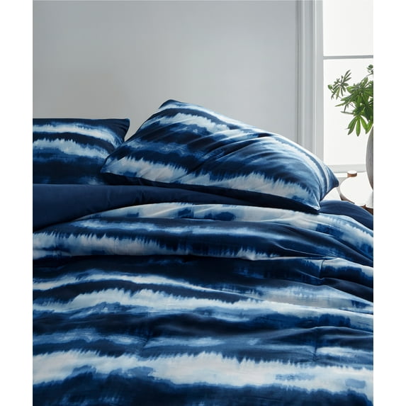 Urban Shop Tie Dye Navy 3 Piece Comforter Set, Full