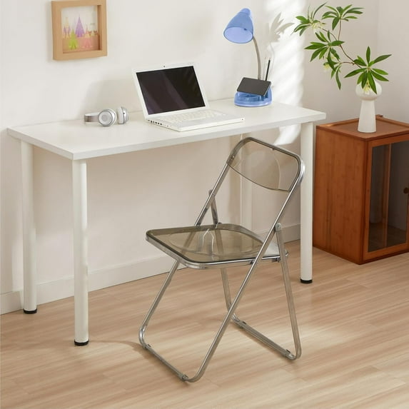 Urban Shop Transparent Acrylic Modern Folding Chair with Chrome Frame, Black