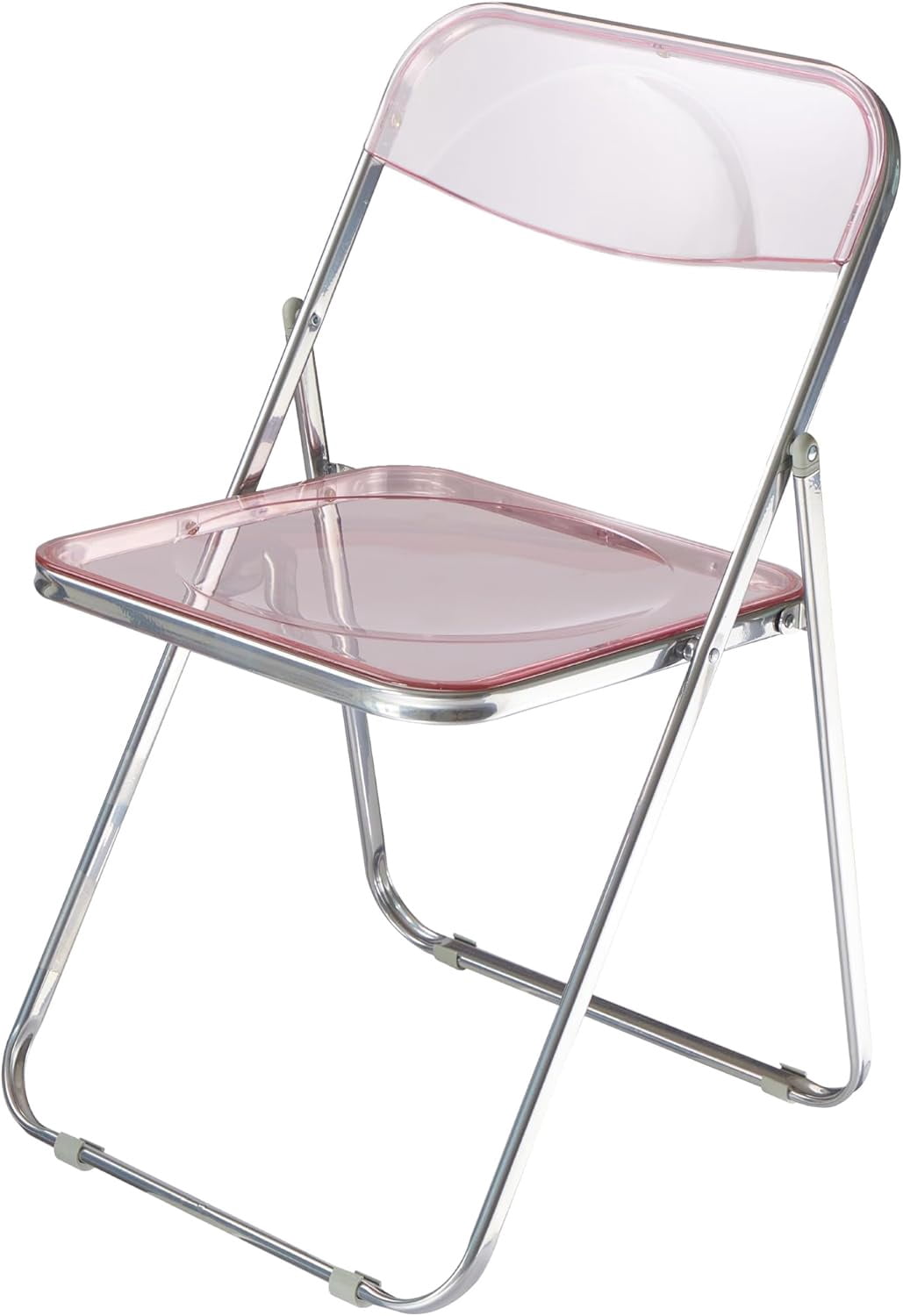 Urban Shop Transparent Acrylic Modern Folding Chair with Chrome Frame, Blush