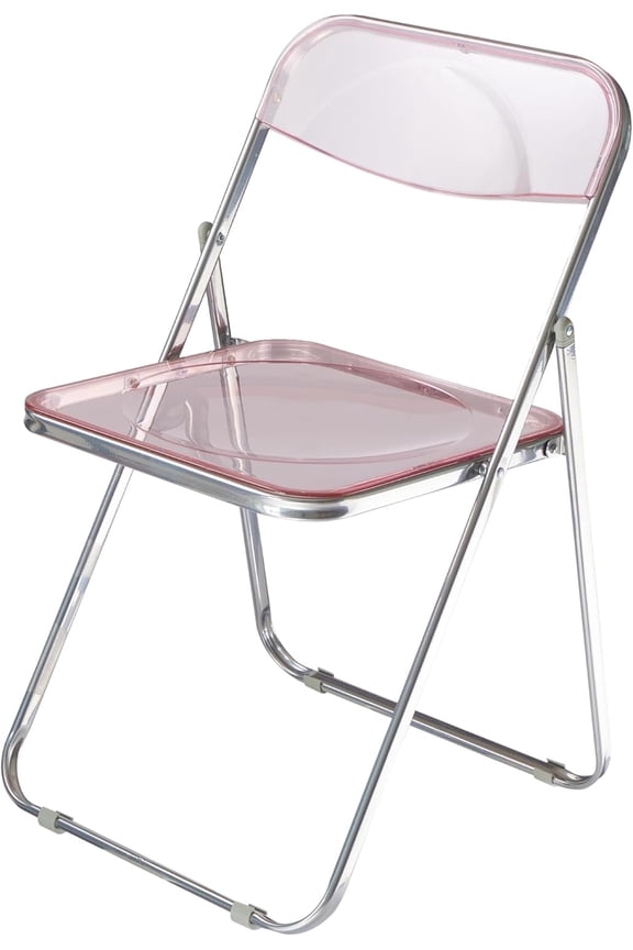 Transparent Acrylic Modern Folding Chair with Chrome Frame, Blush