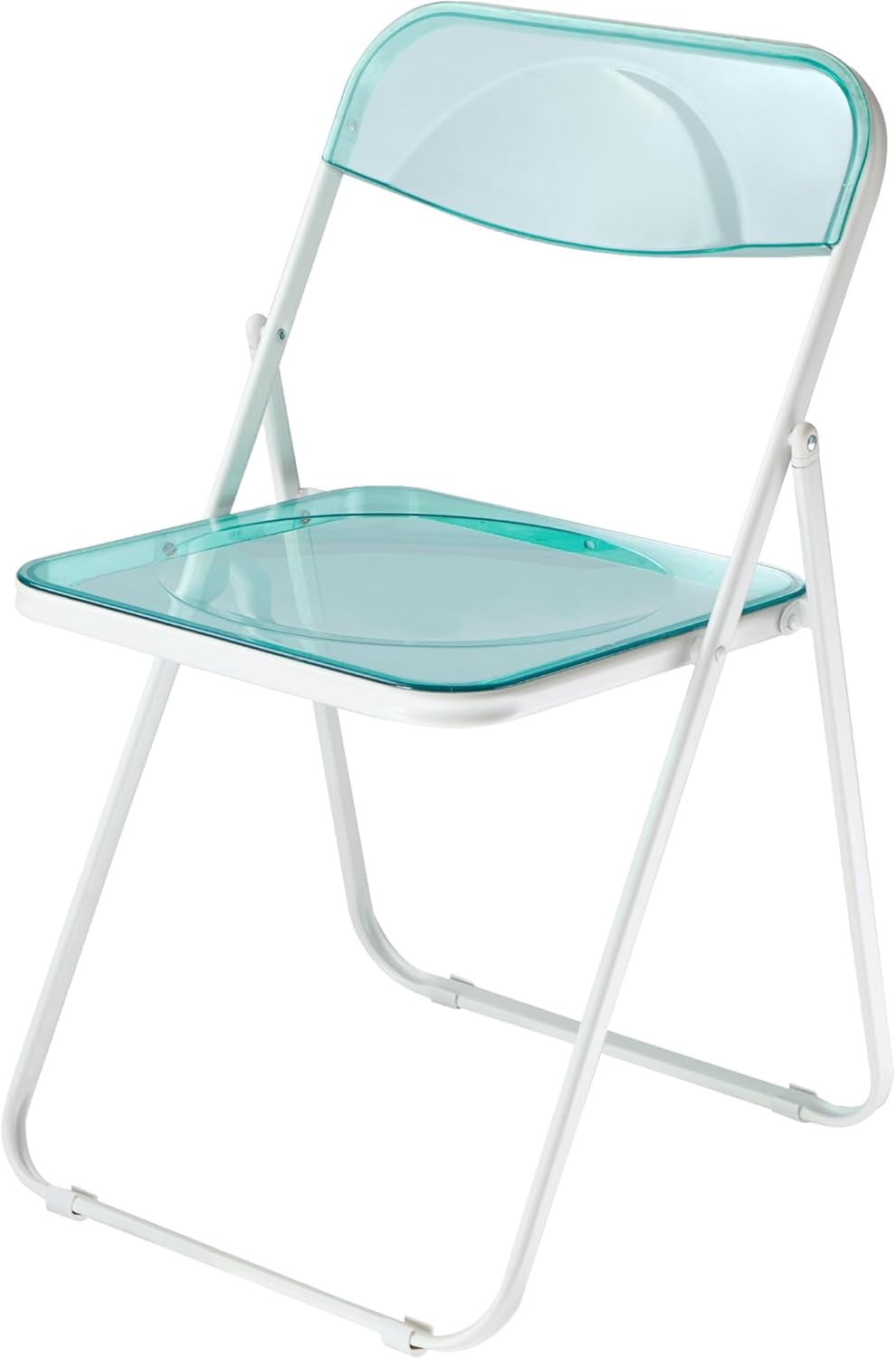 Urban Shop Transparent Acrylic Modern Folding Chair with Chrome Frame, Mint