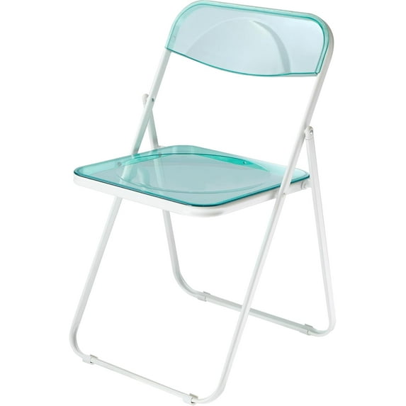 Urban Shop Transparent Acrylic Modern Folding Chair with Chrome Frame, Mint