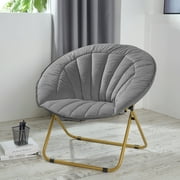 Urban Shop Velvet Channel Stitch Saucer Chair, Multiple Colors
