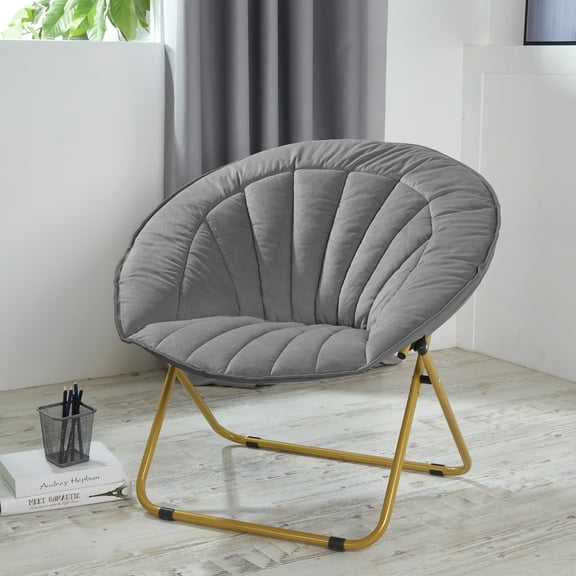 Urban Shop Velvet Channel Stitch Saucer Chair, Multiple Colors