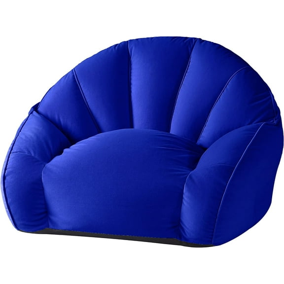 Urban Shop Velvet Plush Bean Bag Sofa Chair for Kids & Adults, Blue, 27" D x 27" W 32" H