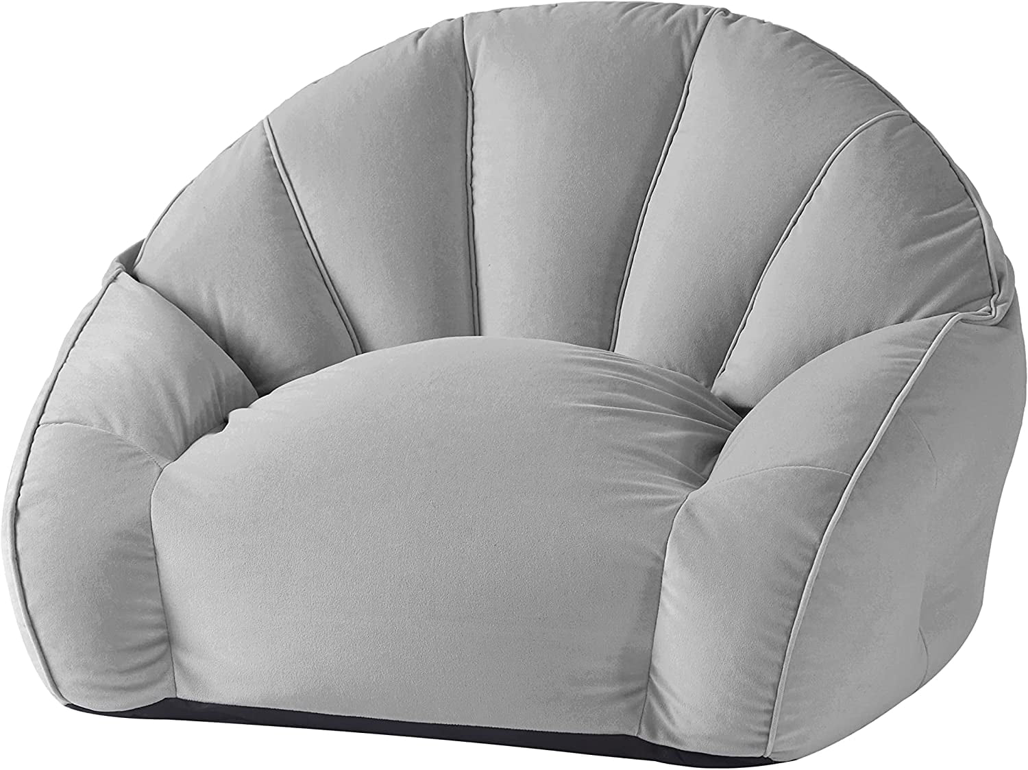 Urban Shop Velvet Plush Bean Bag Sofa Chair for all ages, Grey, 27" D x