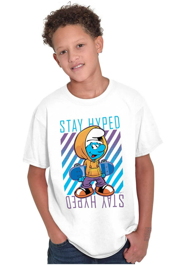 Urban Skateboard Smurf Stay Hyped Crewneck T Shirts Boy Girl Teen Brisco Brands X
