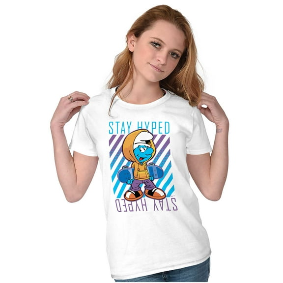 Urban Skateboard Smurf Stay Hyped Women's T Shirt Ladies Tee Brisco Brands M