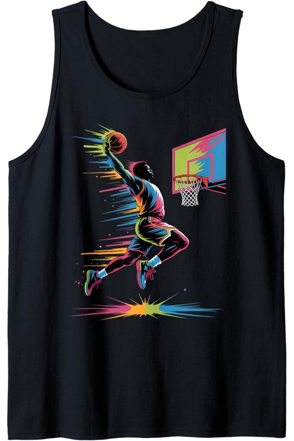 Urban Slam Dunk Art | Abstract Drip Basketball Graphic Only Tank Top Size S-3XL