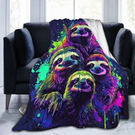 Urban Sloth Decor Throw Blanket Ultra Soft Cozy Decorative Flannel Blankets for Home Bed Couch Chair Travel 80x60