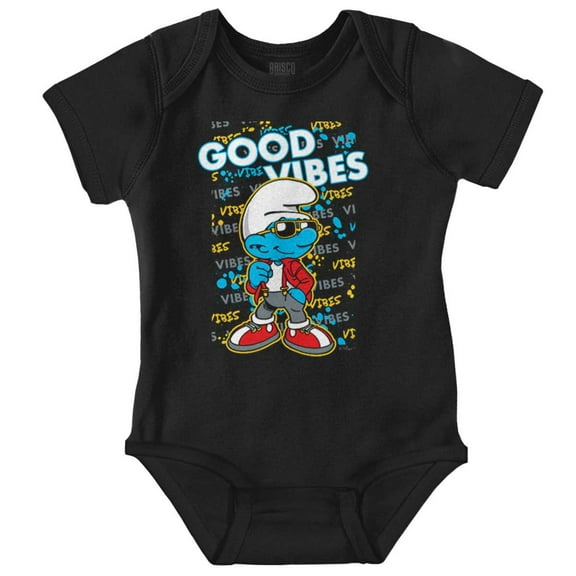 Urban Smurf Good Vibes Graffiti Drip Romper Boys or Girls Infant Baby Brisco Brands 18M