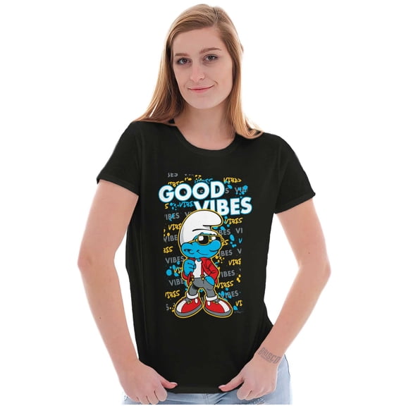 Urban Smurf Good Vibes Graffiti Drip Women's T Shirt Ladies Tee Brisco Brands M
