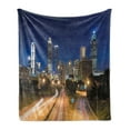 thumbnail image 1 of Urban Soft Flannel Fleece Blanket, Image of Atlanta Skyline Twilight with Highway Buildings Skyscrapers Blurred Motion, Cozy Plush for Indoor and Outdoor Use, 50" x 60", Multicolor, by Ambesonne, 1 of 5