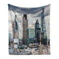 thumbnail image 1 of Urban Soft Flannel Fleece Blanket, London England Skyline Buildings and Skyscrapers and Cloudy Sky Modern Capital City, Cozy Plush for Indoor and Outdoor Use, 50" x 60", Multicolor, by Ambesonne, 1 of 5