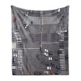 thumbnail image 1 of Urban Soft Flannel Fleece Blanket, Road Intersection Paris France Modern City Life Cars in Traffic Crosswalk Street View, Cozy Plush for Indoor and Outdoor Use, 60" x 80", Grey White, by Ambesonne, 1 of 5