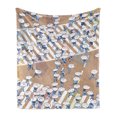 thumbnail image 1 of Urban Soft Flannel Fleece Throw Blanket, Angle View of People with Umbrellas Crossing Street Crowd Rush Print, Cozy Plush for Indoor and Outdoor Use, 60" x 80", Camel Purpleblue, by Ambesonne, 1 of 5