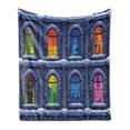 thumbnail image 1 of Urban Soft Flannel Fleece Throw Blanket, Building with Colorful Windows in the Snowy Winter Night Time Illustration Image, Cozy Plush for Indoor and Outdoor Use, 50" x 70", Multicolor, by Ambesonne, 1 of 5