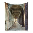 thumbnail image 1 of Urban Soft Flannel Fleece Throw Blanket, Corridor of Concrete Pillars Structure Urban Industrial Rustic Style Artwork, Cozy Plush for Indoor and Outdoor Use, 50" x 70", Purple Brown, by Ambesonne, 1 of 5