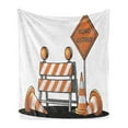 thumbnail image 1 of Urban Soft Flannel Fleece Throw Blanket, Road Closed Sign with Traffic Warning with Blocker Stop Illustration, Cozy Plush for Indoor and Outdoor Use, 70" x 90", Pale Orange Grey, by Ambesonne, 1 of 6