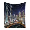 thumbnail image 1 of Urban Soft Flannel Fleece Throw Blanket, Skyline Skyscrapers in Modern City at Night Architectural Cityscape Pattern, Cozy Plush for Indoor and Outdoor Use, 60" x 80", Multicolor, by Ambesonne, 1 of 6