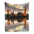 thumbnail image 1 of Urban Soft Flannel Fleece Throw Blanket, Surreal Evening at Big Ben London Historical Architecture British Town UK Scene, Cozy Plush for Indoor and Outdoor Use, 70" x 90", Cinnamon Grey, by Ambesonne, 1 of 6
