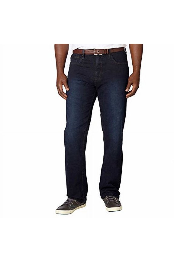 Men's Relaxed Fit Straight Leg Jeans (34 x 30, Midnight Blue)