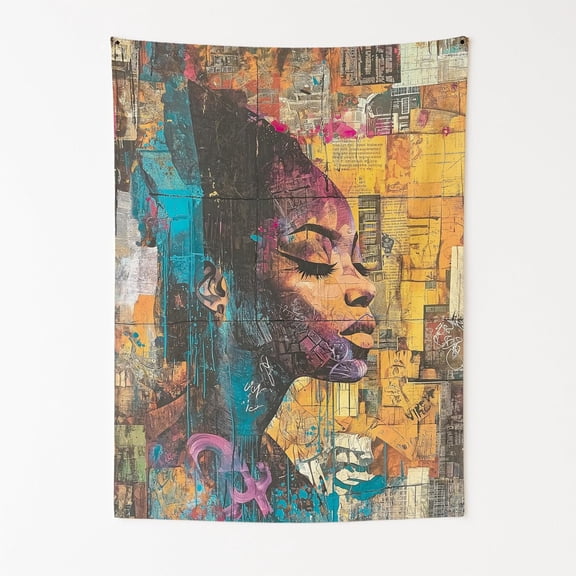 Urban Street Art Essence Wall Tapestry for Bedroom by DC | African American Tapestry Wall Hanging & Aesthetic Decor for Dorm, Living Room, Picnic & Home | 30"x40"